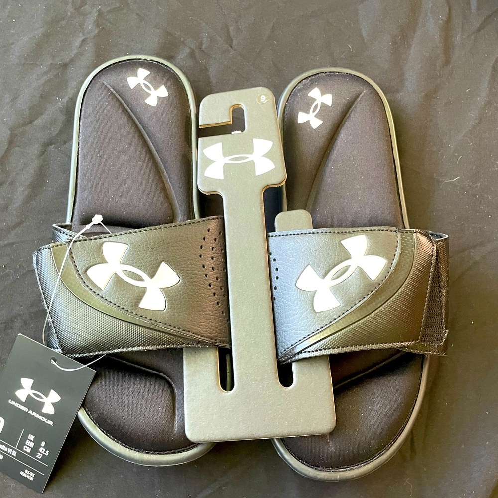 UNDER ARMOUR M Ignite VI SL Black Slides Sandals Men’s Size 9 New!